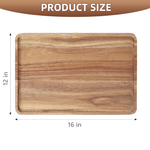 Charmlife acacia wood tray natural grain, elegant coffee table display