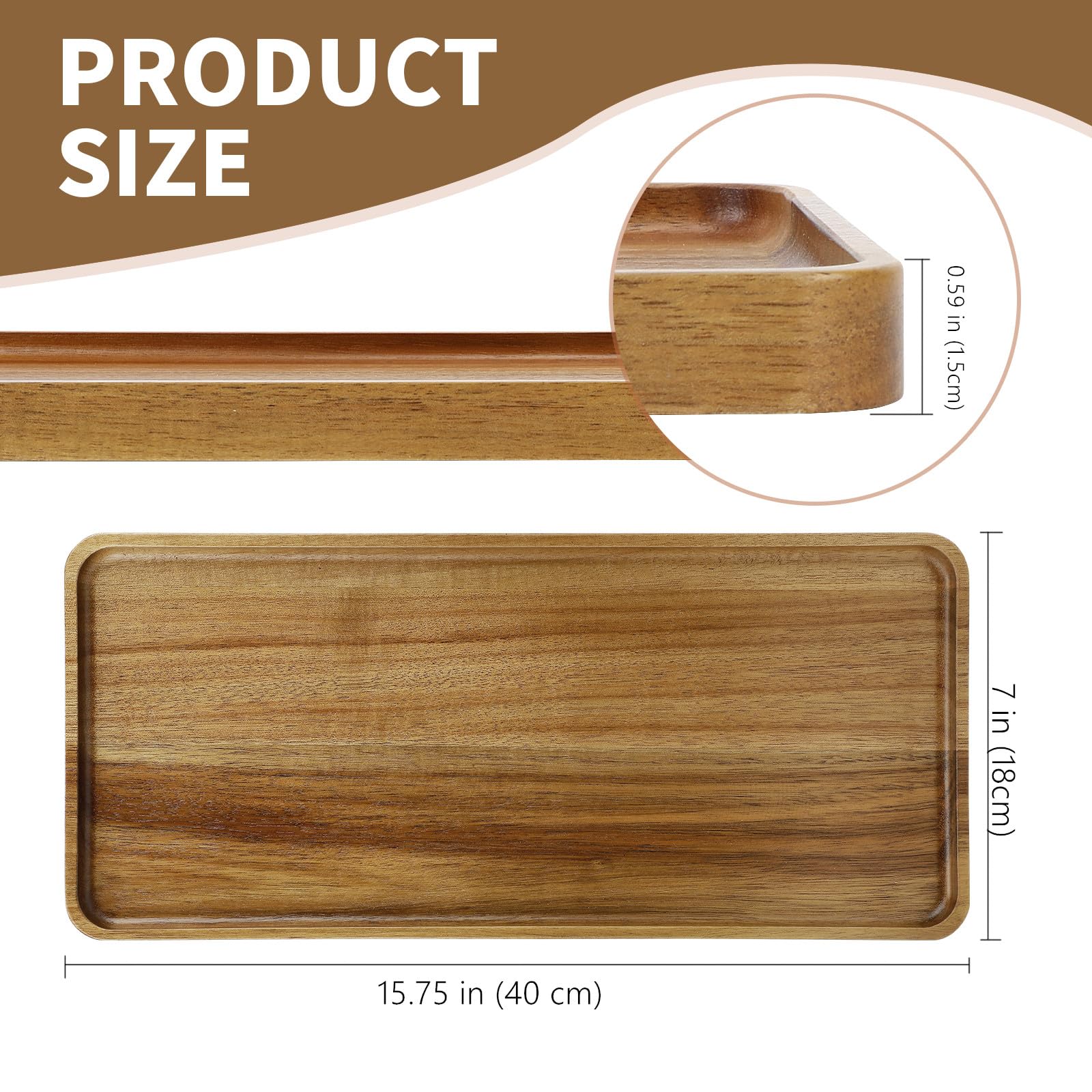 Charmlife acacia wood tray on a coffee table for meals and snacks