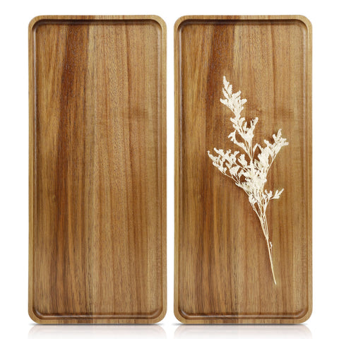Charmlife acacia wood tray used as a display surface on a coffee table
