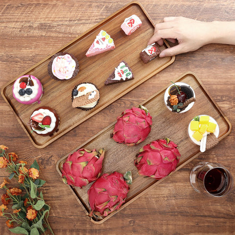 Charmlife acacia wood tray with a raised edge to prevent spills