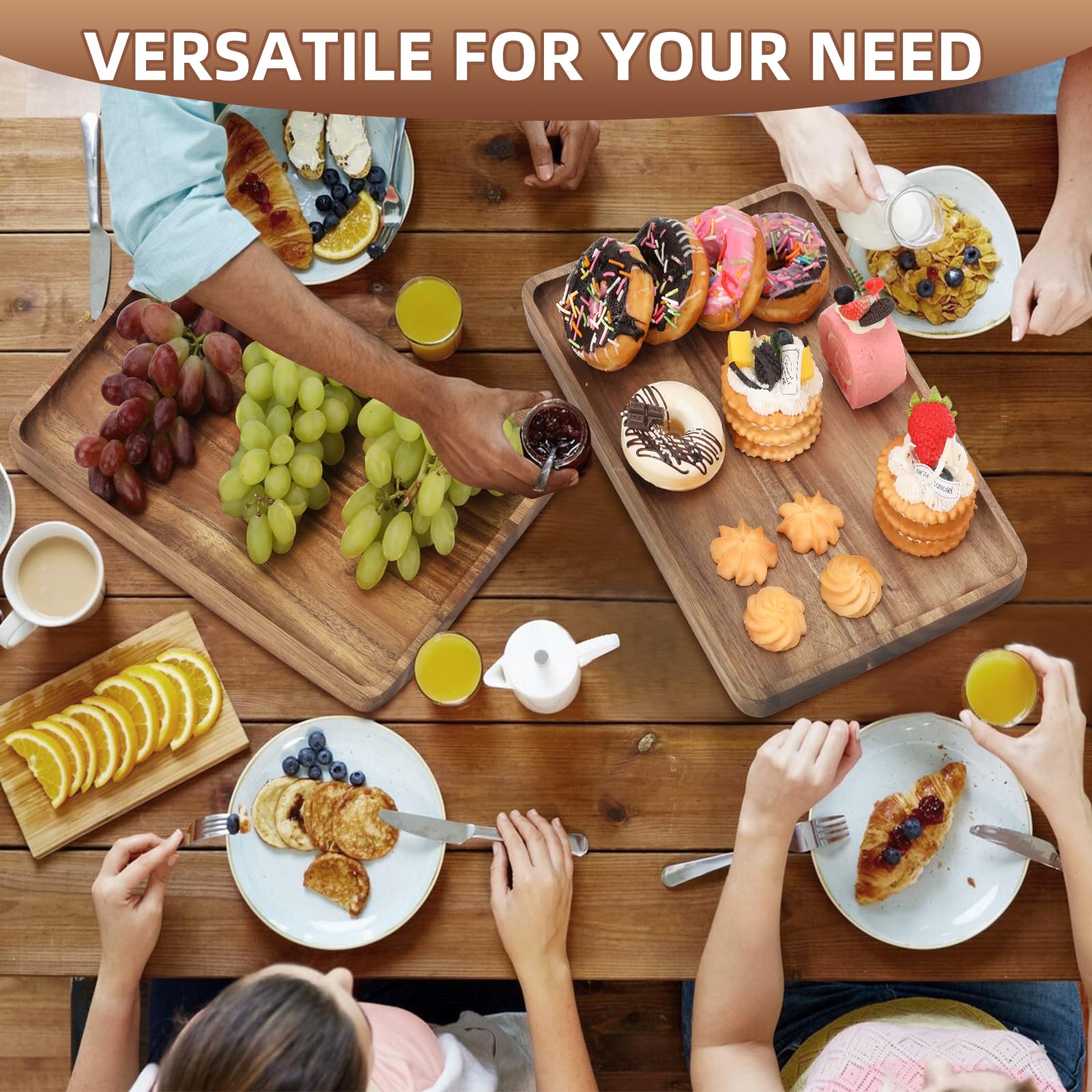 Charmlife natural wood tray enhances breakfast-in-bed setup