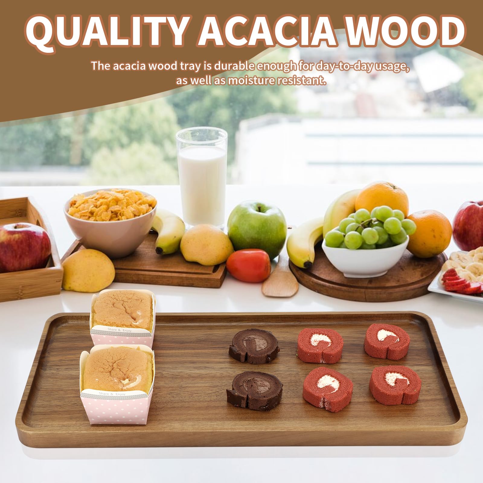 Charmlife acacia wood tray is waterproof and durable for daily use