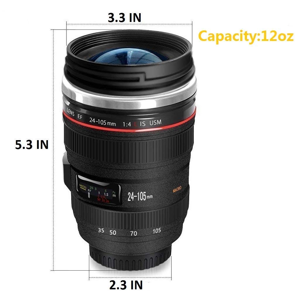 Chasing Y lens mug sits on a desk, ready to hold coffee and inspire creativity.