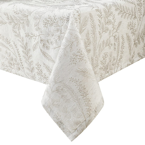 Chassic Elegant Damask Tablecloth, cream, 8ft rectangle, elevates formal dining with durable fabric.