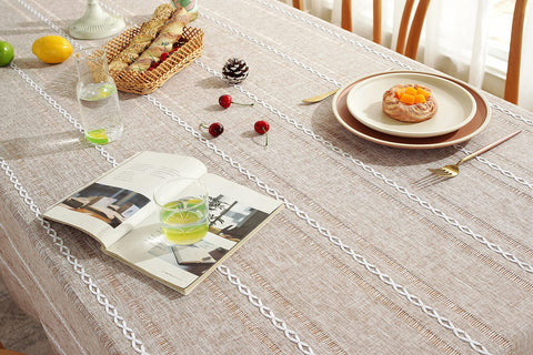 Chassic stain-resistant tablecloth for quick wipe-clean after meals.