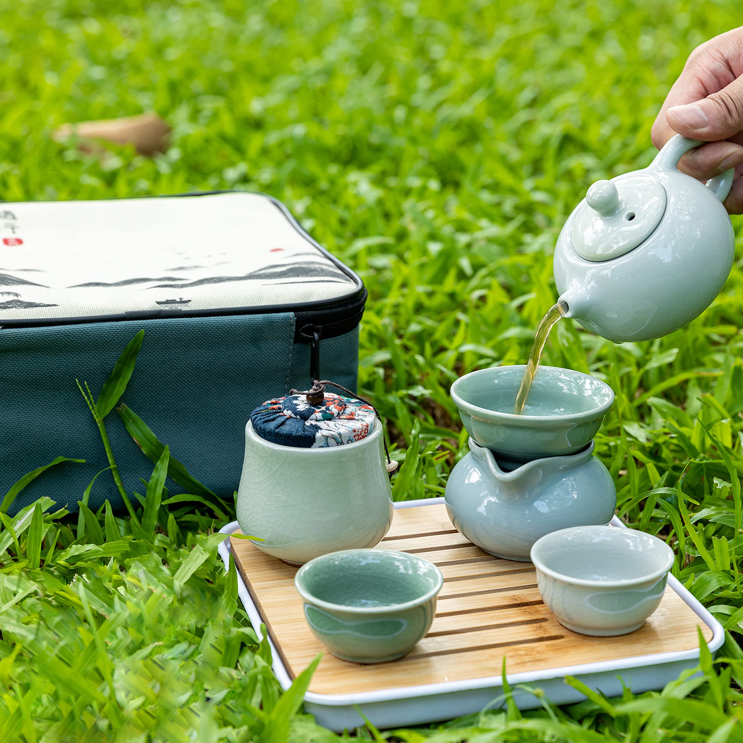 Chateau La Derive bamboo tea tray keeps serving neat during travel.