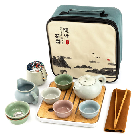 Chateau La Derive ceramic teapot for travel, ideal for on-the-go tea rituals.