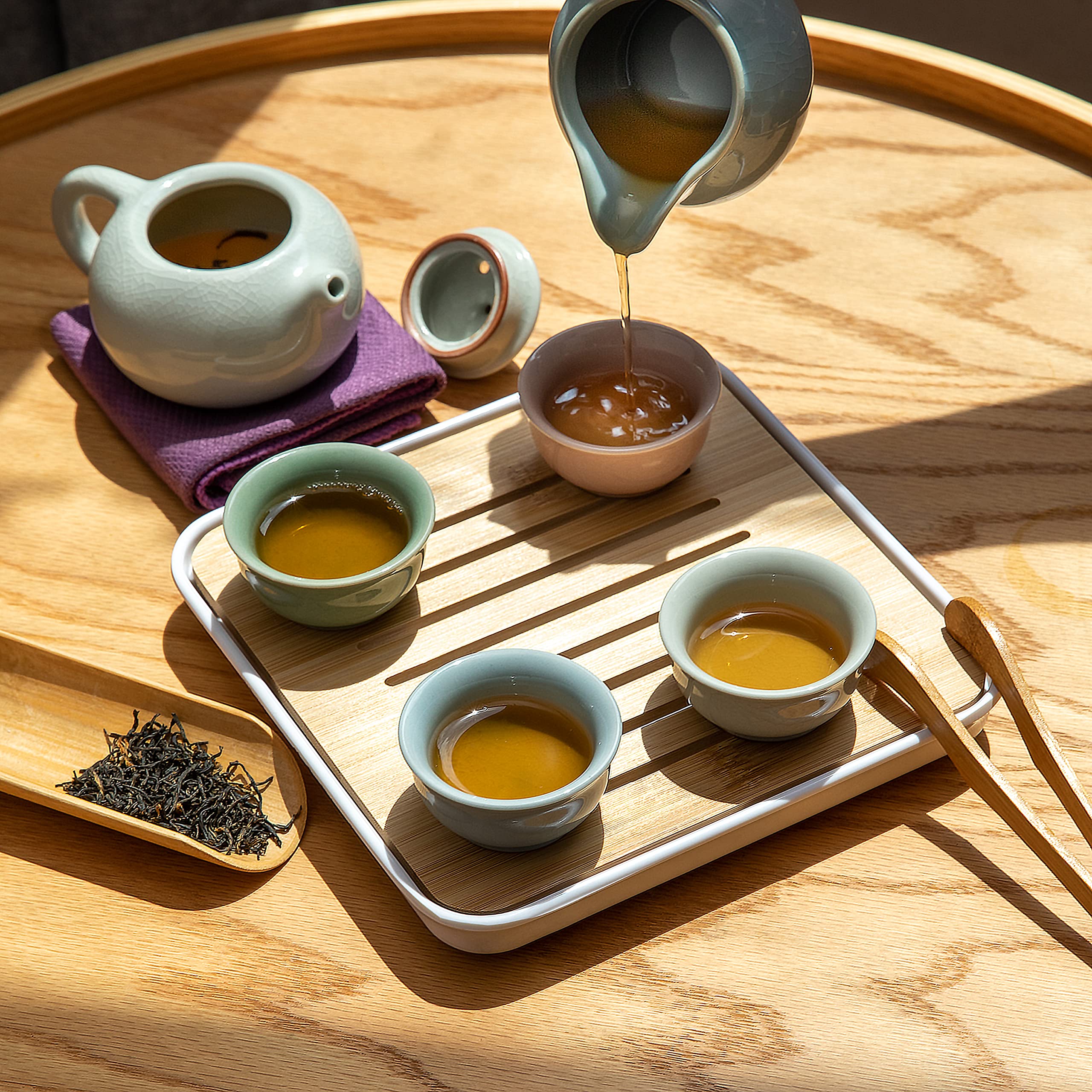 Chateau La Derive colorful tea cups enhance office or picnic tea moments.