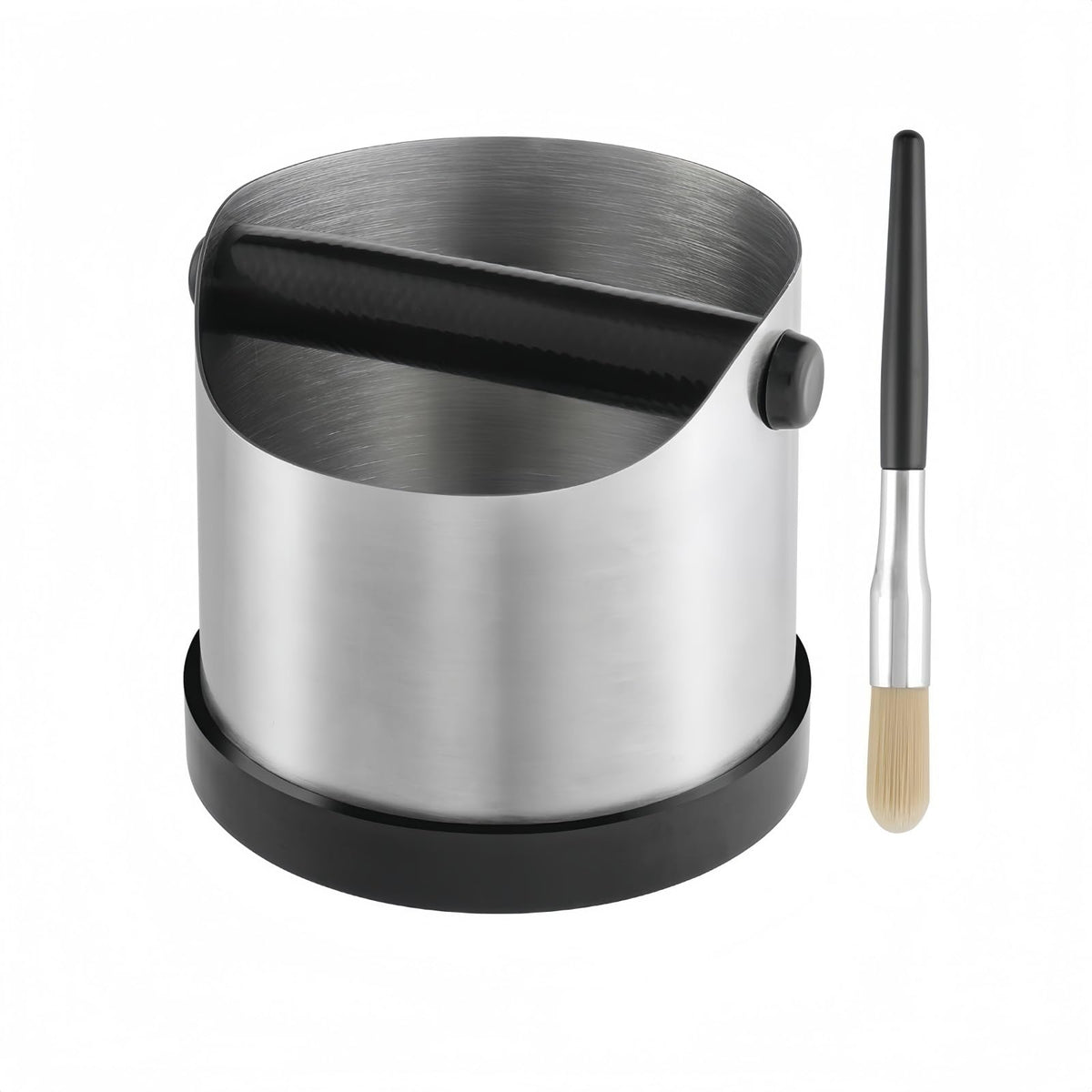 CHDEXU coffee grounds knock box in stainless steel offers compact storage under espresso machines