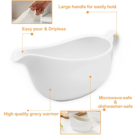 Cheardia ergonomic handle gravy boat ensures comfortable sauce serving every time.