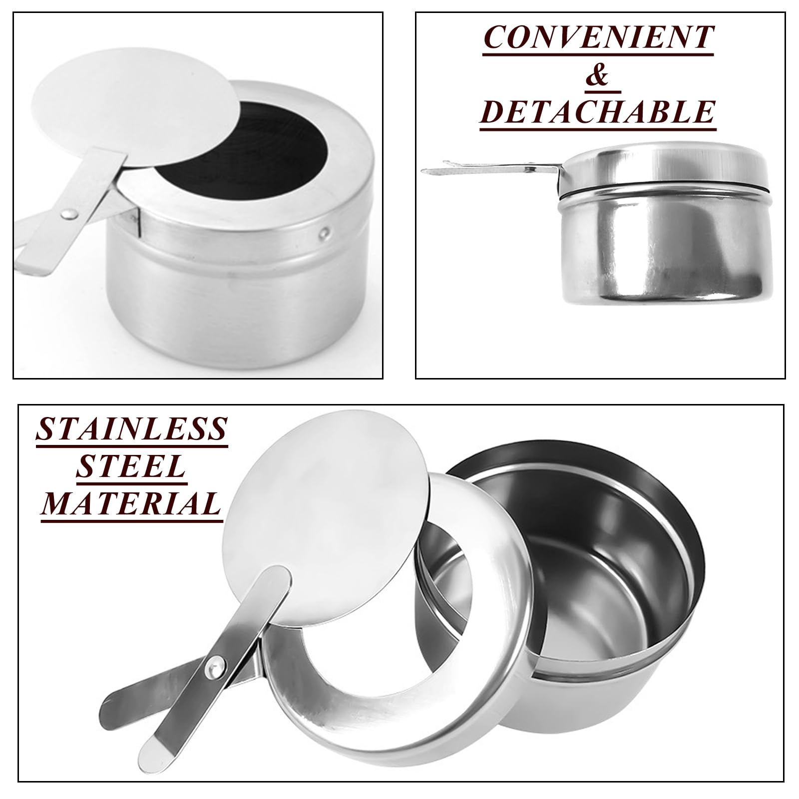 Cheardia stainless steel fuel holder resists rust for durable chafing heat.