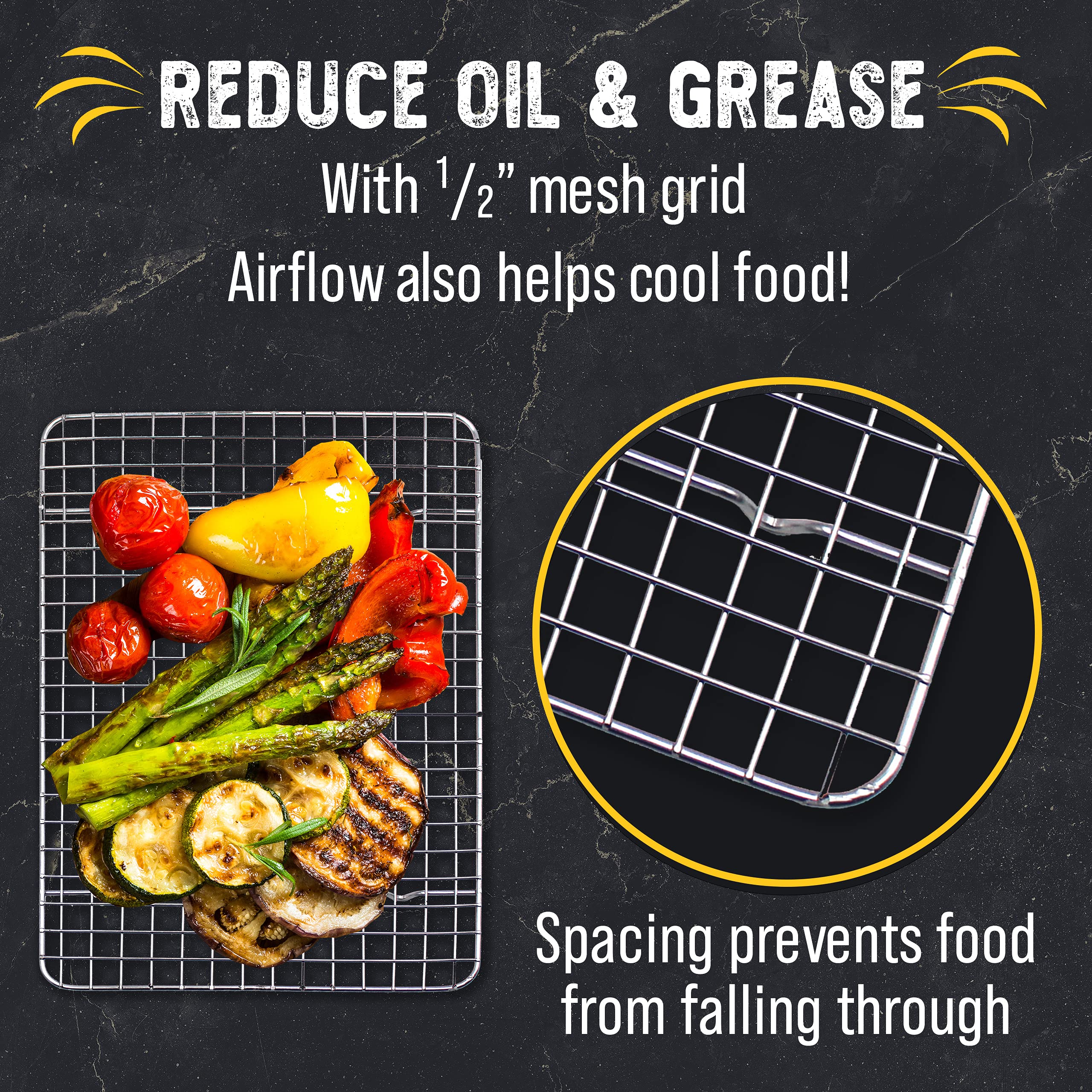 Checkered Chef grid spacing prevents items from slipping through.