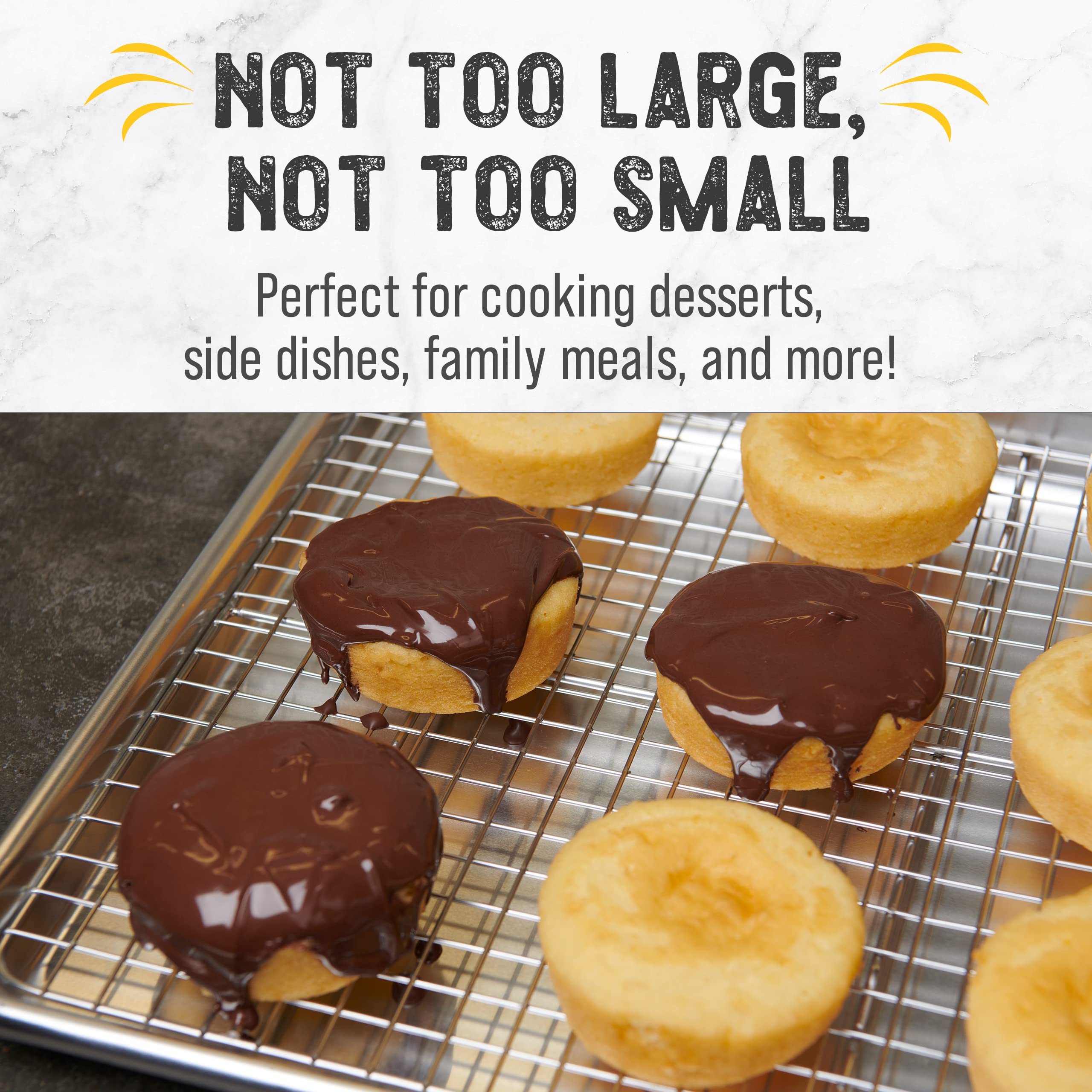 Checkered Chef grid pattern prevents cookies from sliding through.