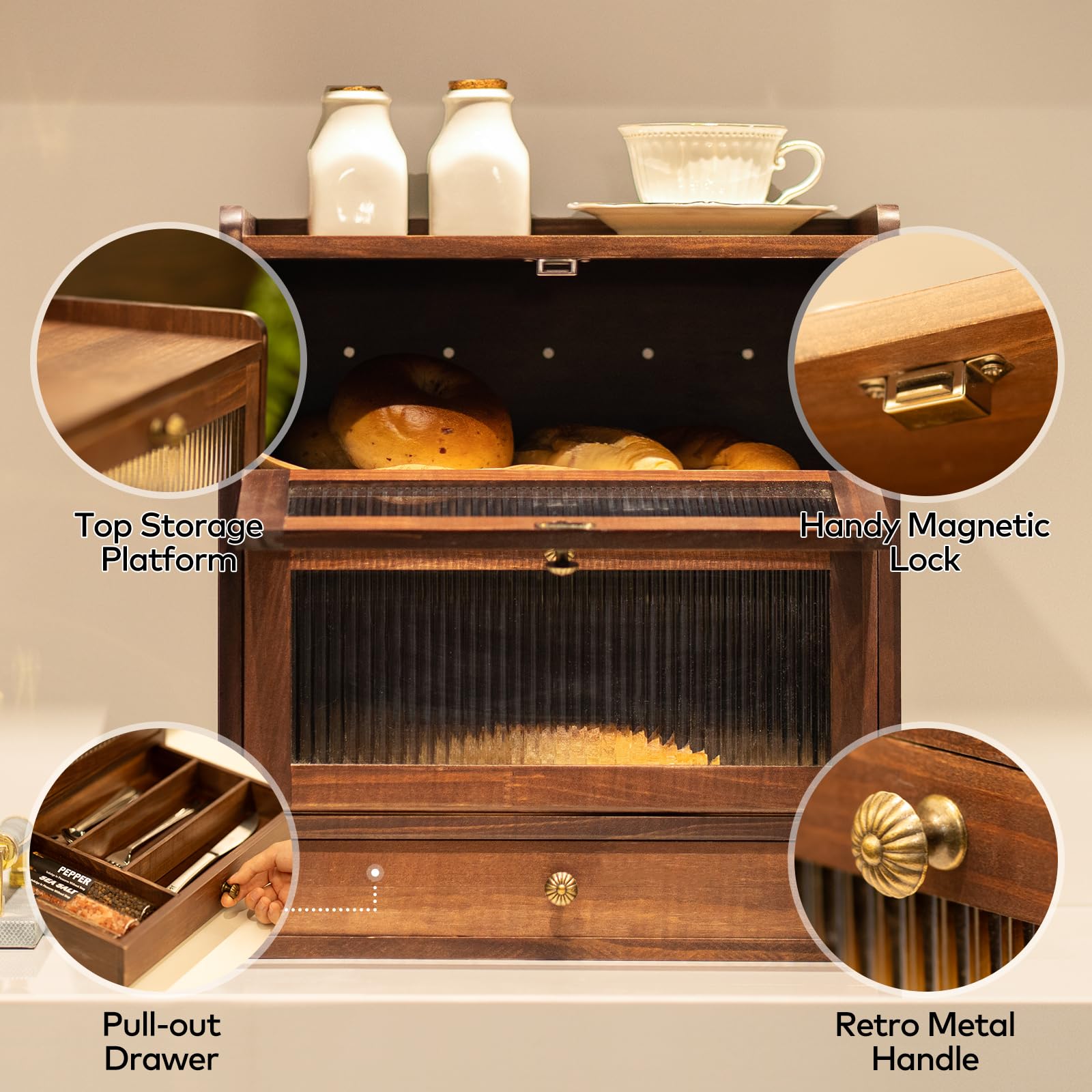 CheerNest bread box acrylic window for quick bread visibility