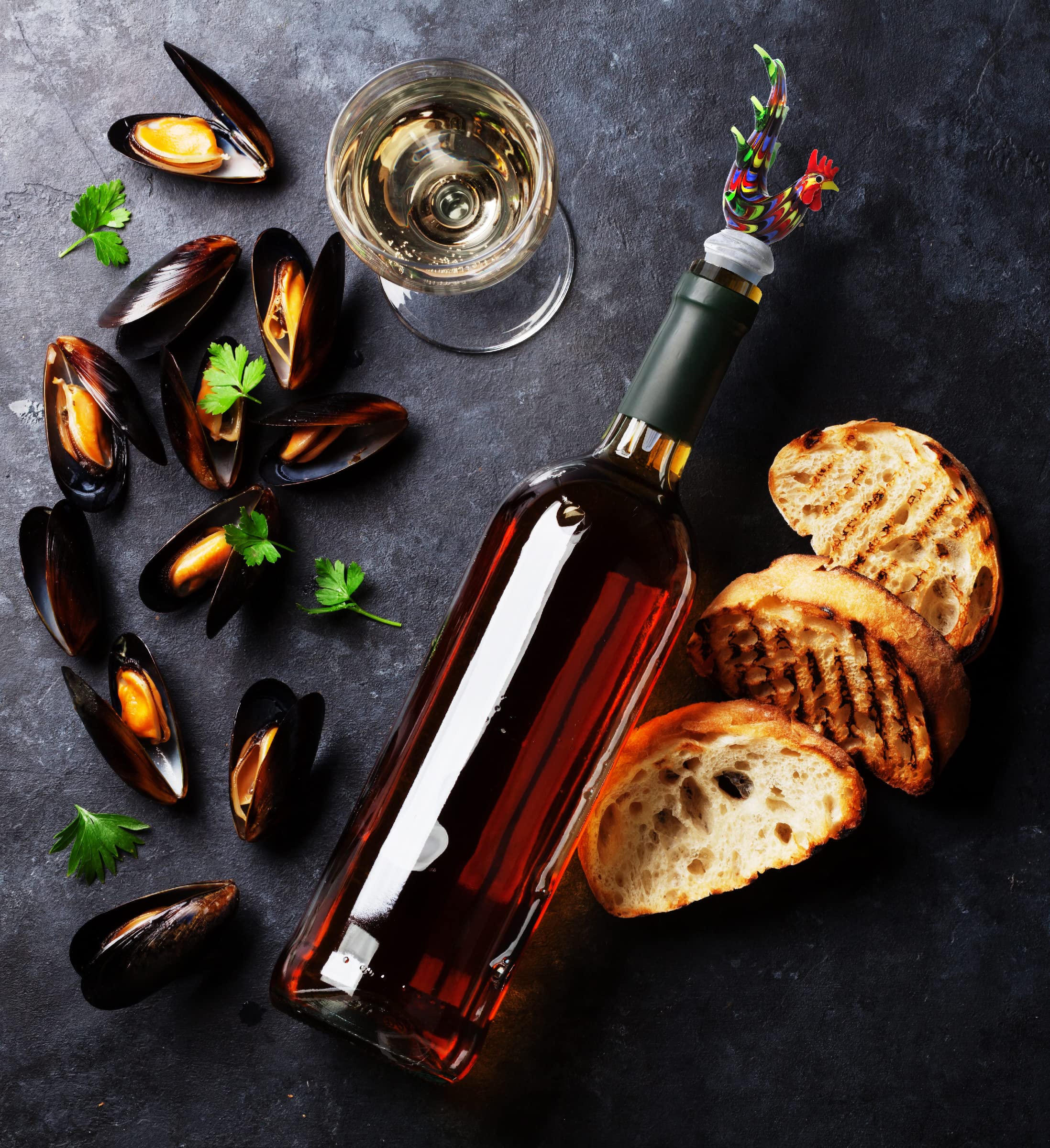 Cheers Rooster stopper on bottle demonstrates leak-proof, reusable design