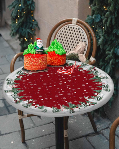 Chees D Zone red floral snowflake pattern tablecloth for holiday dining