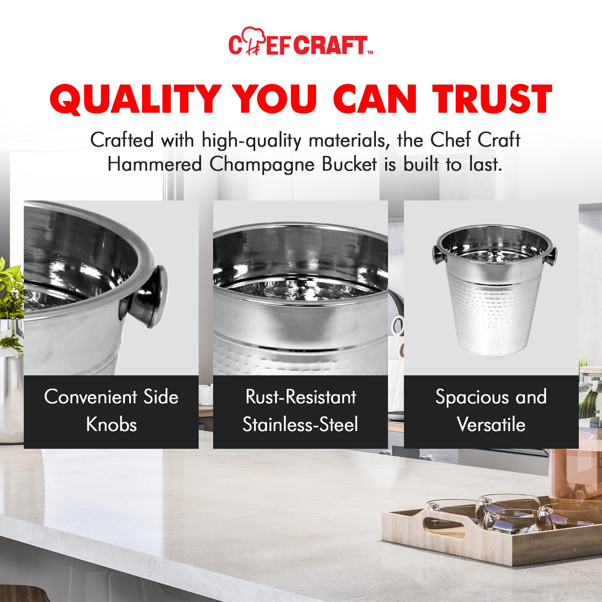 Chef Craft hammered champagne bucket suited for classy events and romantic nights