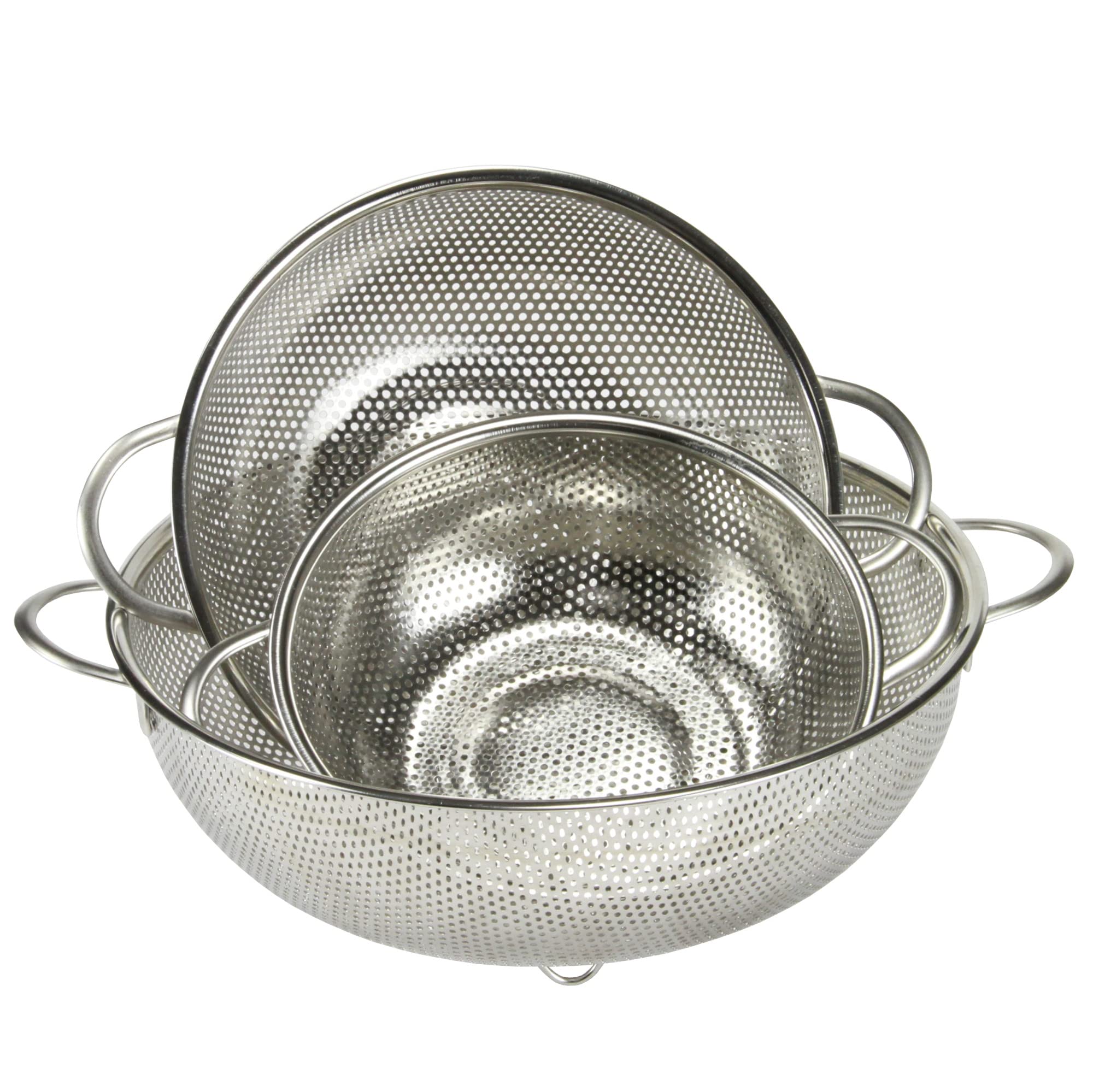 Chef Craft Select colander, vegetables and pasta ready for rinsing and draining.