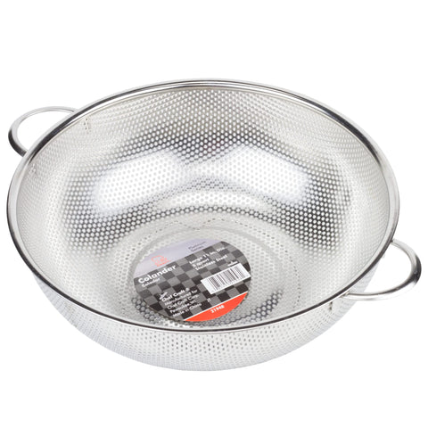 Chef Craft Select stainless steel colander, dishwasher safe, built to handle vegetables and pasta.