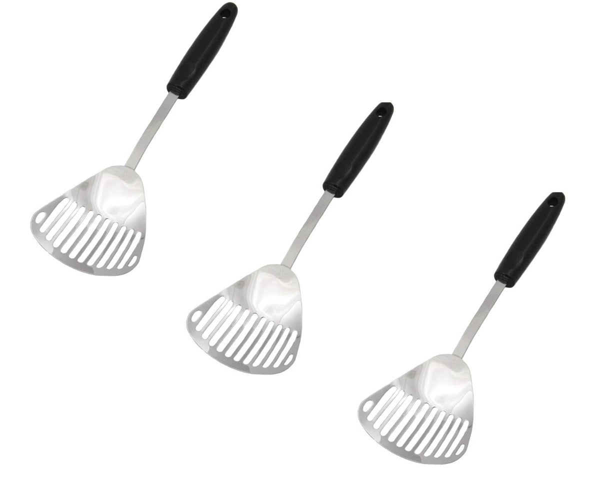 Chef Craft stainless steel slotted skimmer, 13-inch, ideal for draining liquids and fried foods.