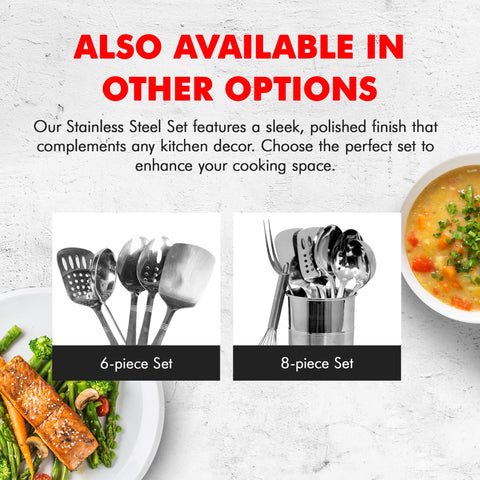 Chef Craft ladle pouring hot soups with comfortable reach.