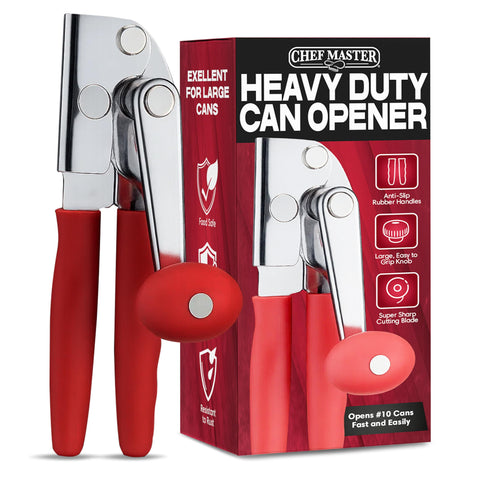 Chef Master can opener with ergonomic design for comfortable daily use.