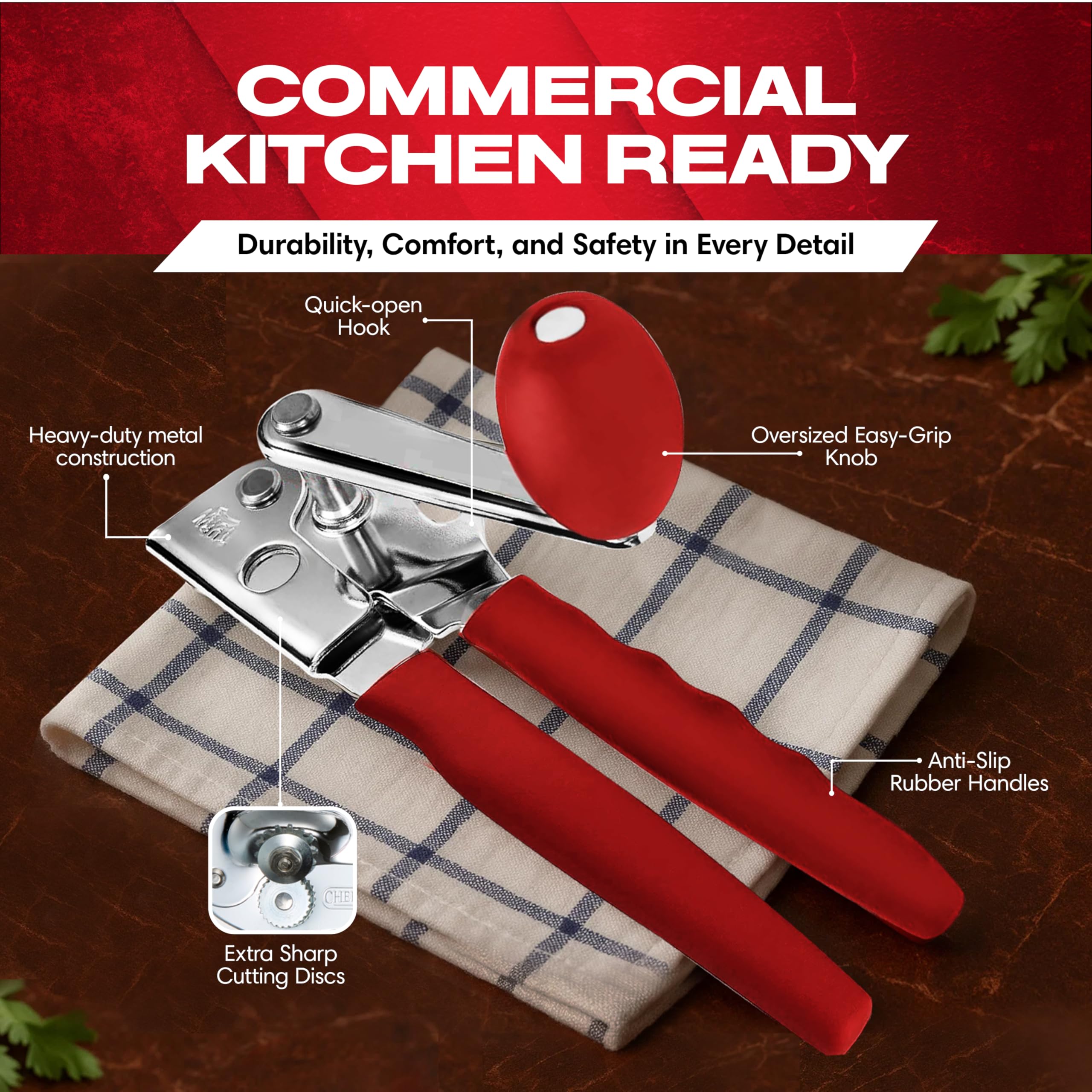 Chef Master stainless steel body offers durable, professional performance.