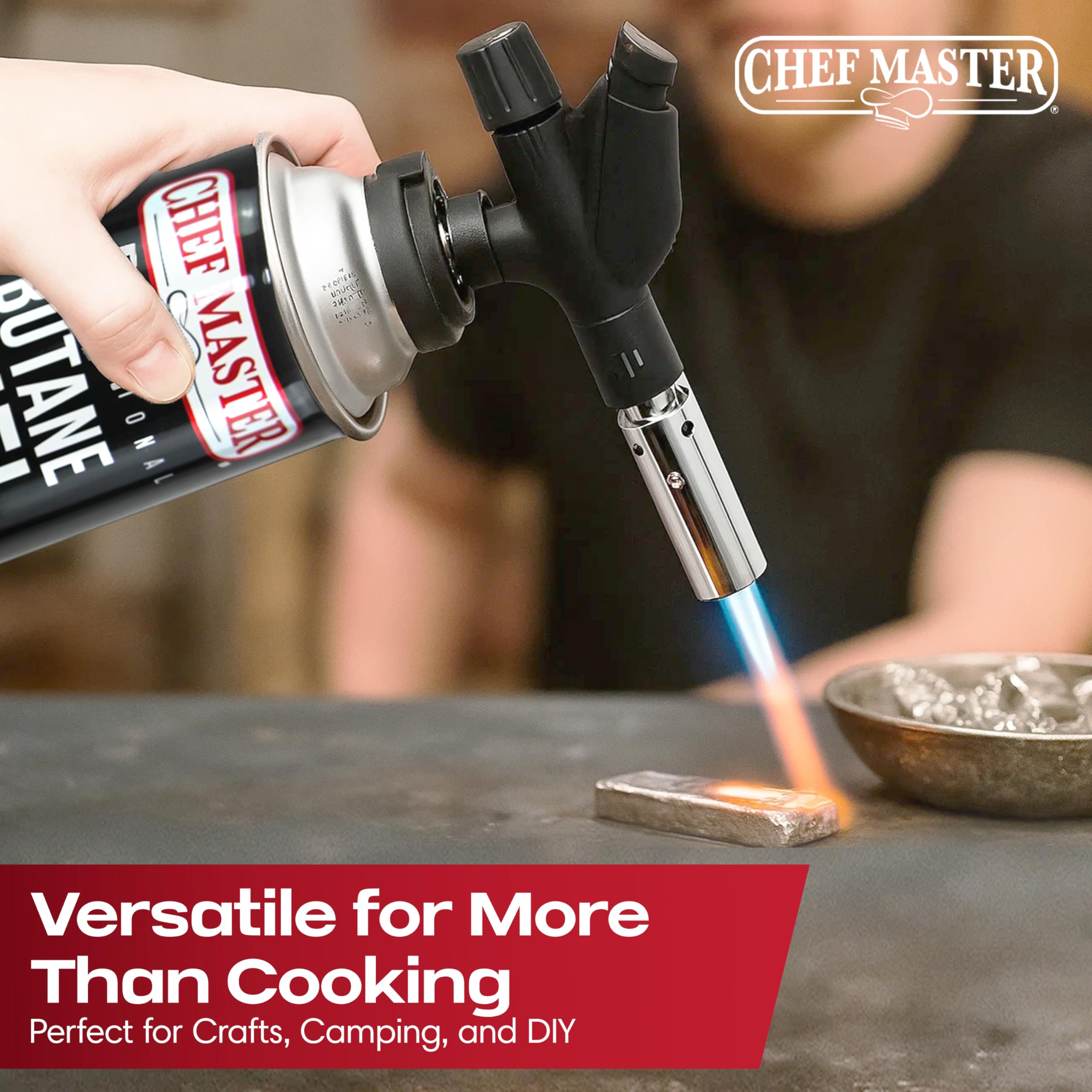 Chef Master refillable butane torch for versatile daily use.