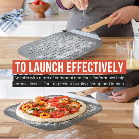 Chef Pomodoro 12-inch pizza peel ideal for home ovens or grills.