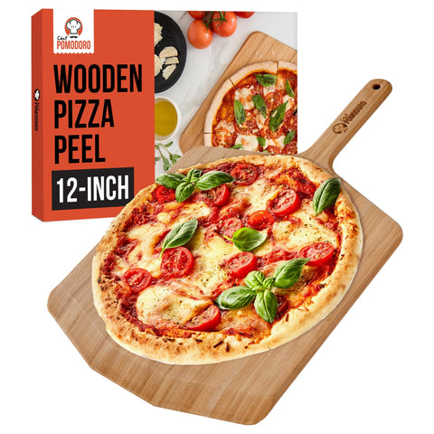 Chef Pomodoro bamboo pizza peel 12inch ready to slide pizzas smoothly onto the stone