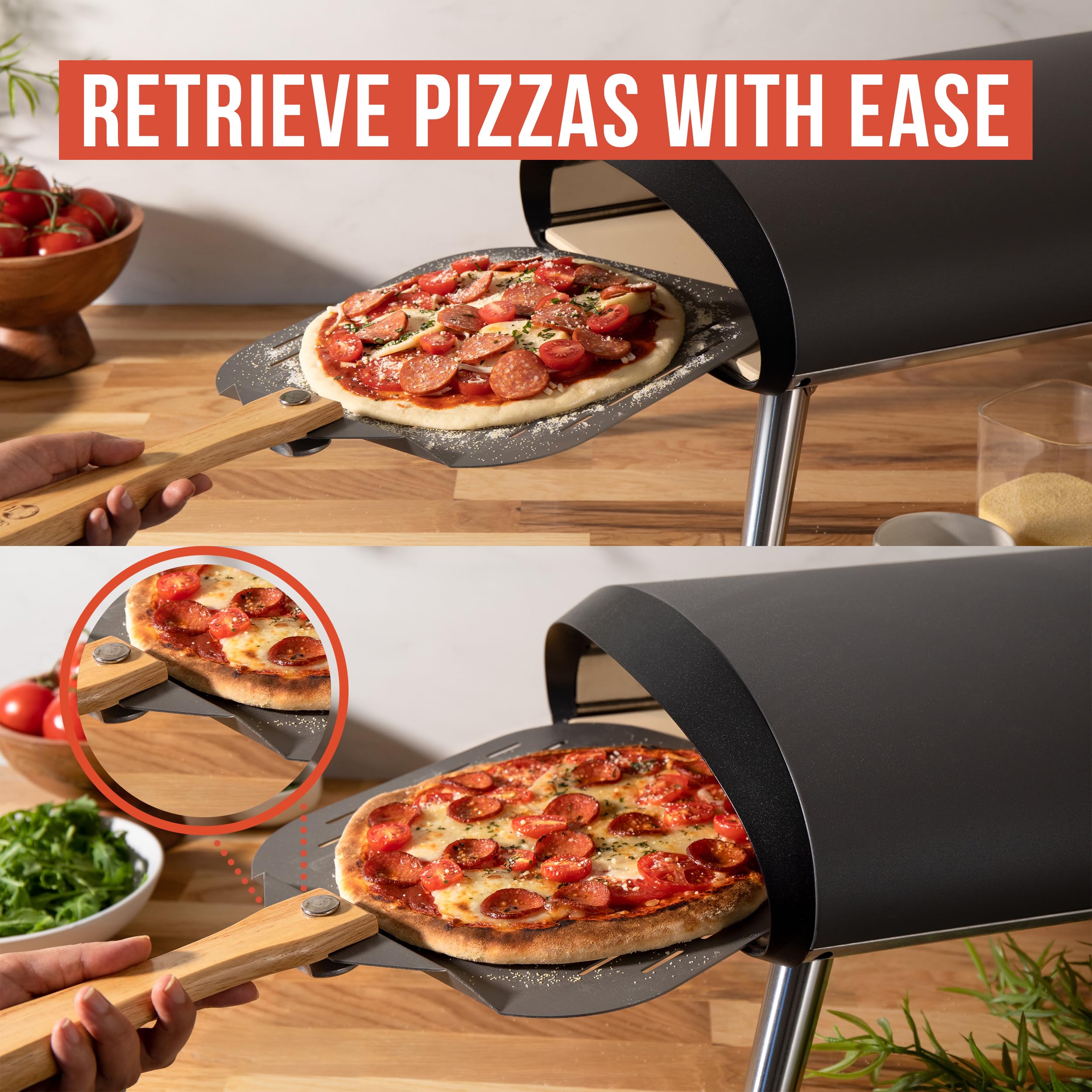Chef Pomodoro compact folding design saves kitchen space when not in use.