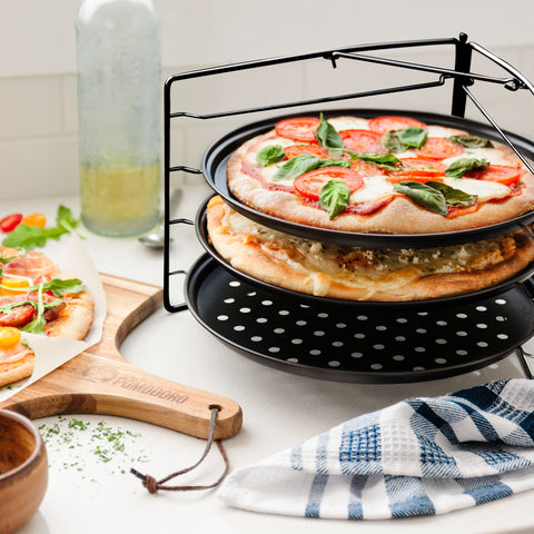 Chef Pomodoro versatile bakeware for pizza, snacks, and more.