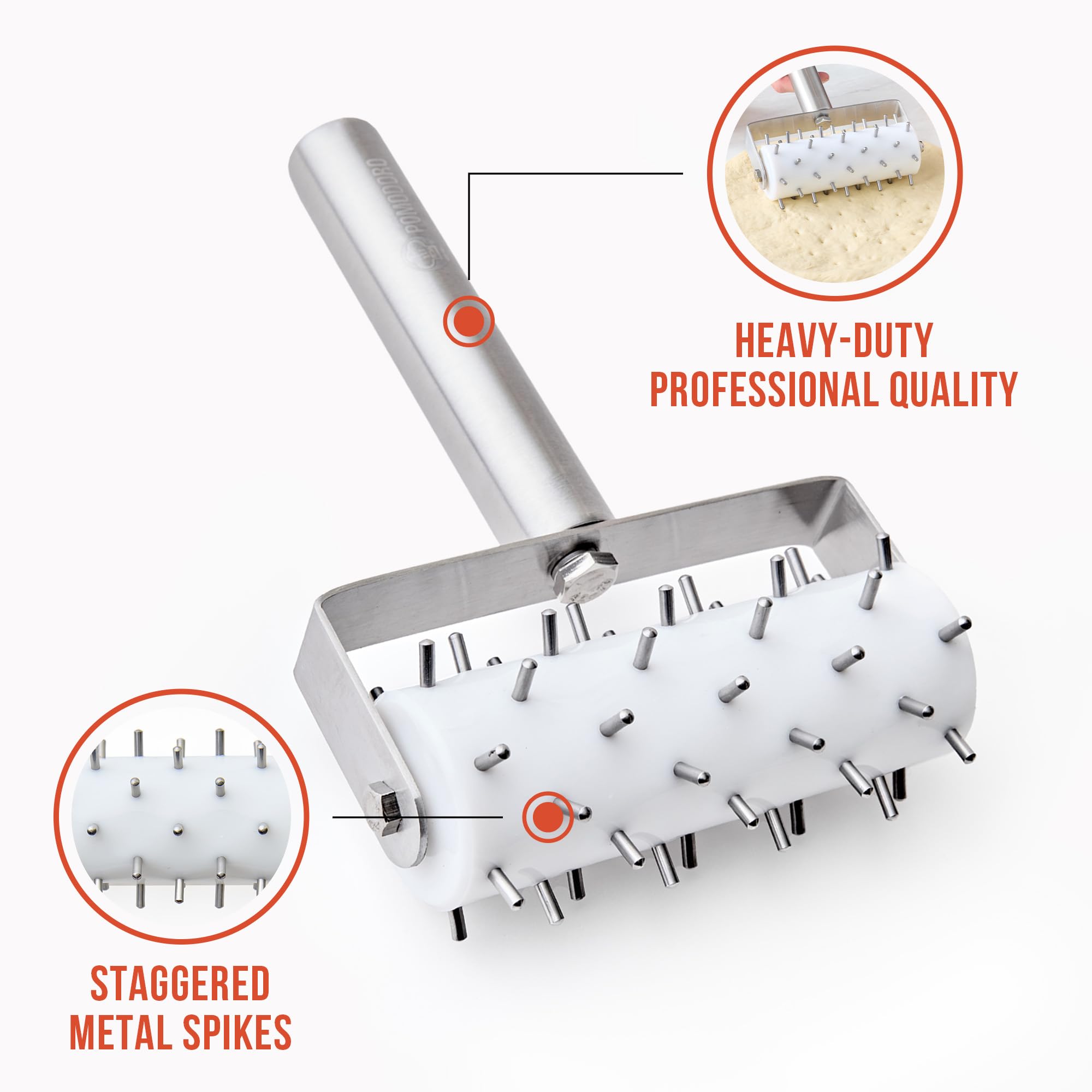 Chef Pomodoro teal plastic dough docker roller quick and even perforation.