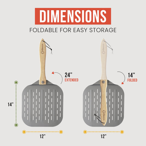 Chef Pomodoro wood-handle ergonomic grip for comfortable pizza transfers.