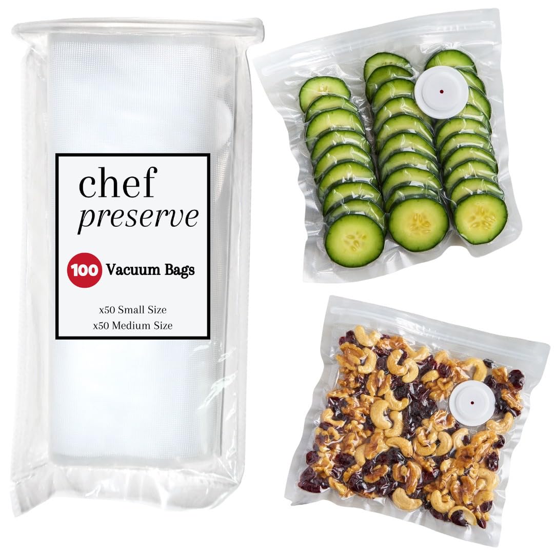 Chef Preserve reusable vacuum bags showing airtight seal for freshness