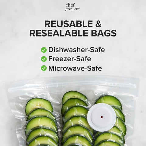 Chef Preserve bags placed in freezer to show freezer-safe performance
