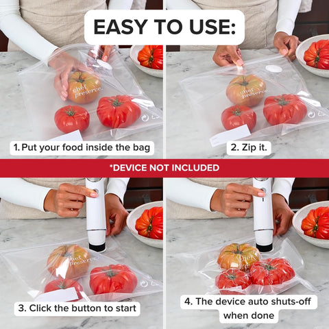 Chef Preserve dishwasher-safe bags simplify cleanup after meal prep.