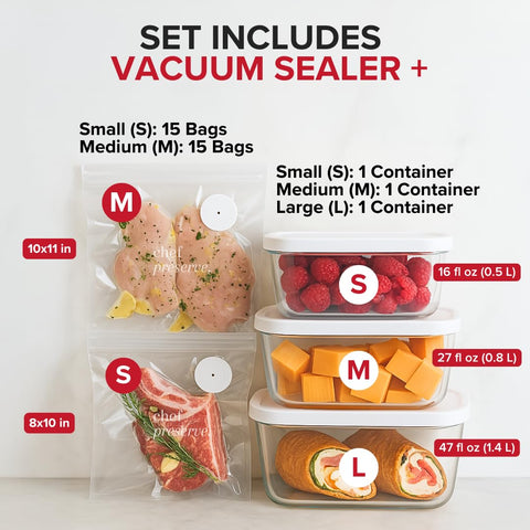 Glass vacuum containers ready to store liquids and delicate foods.