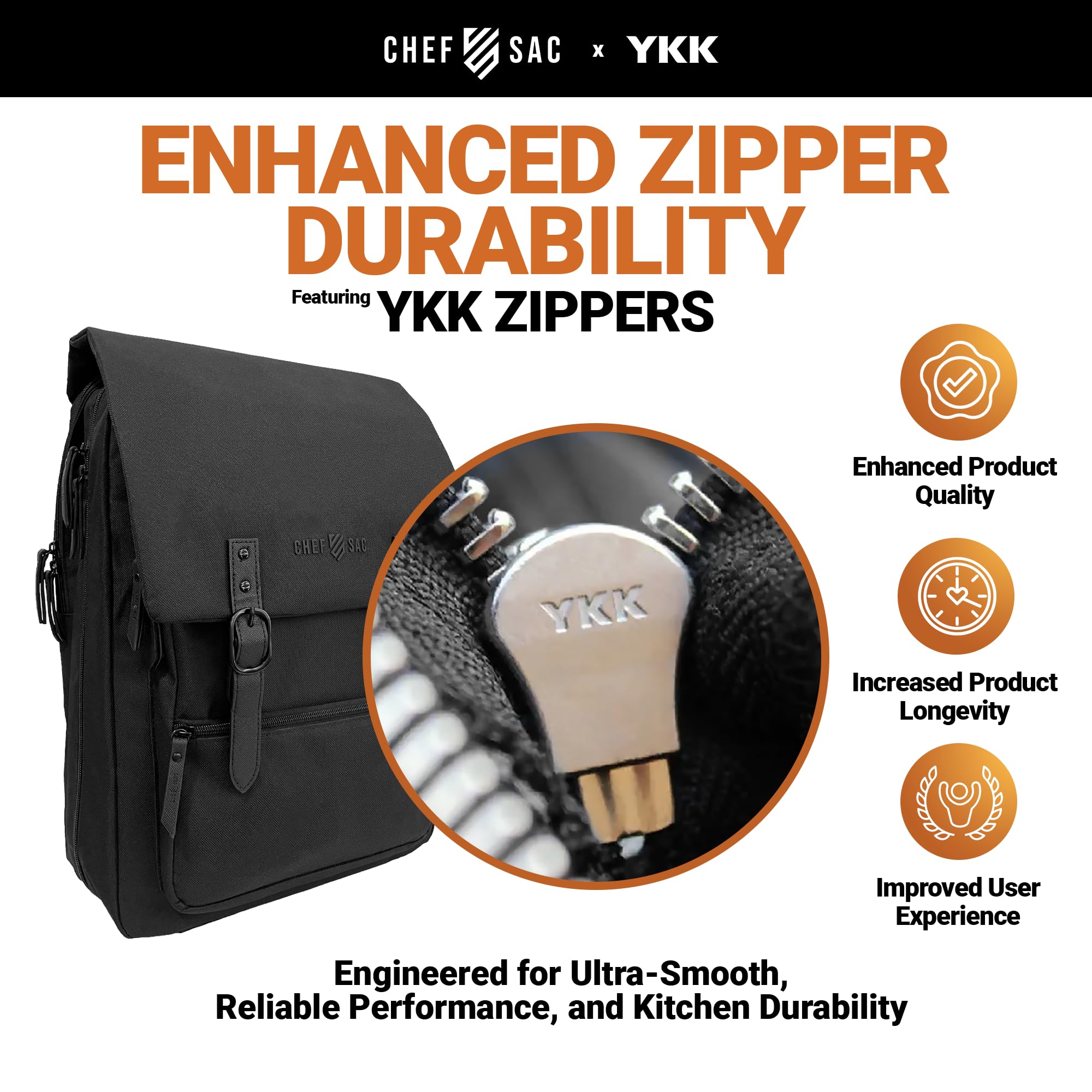 Chef Sac Heavy-Duty Zippers built for durability in busy kitchens