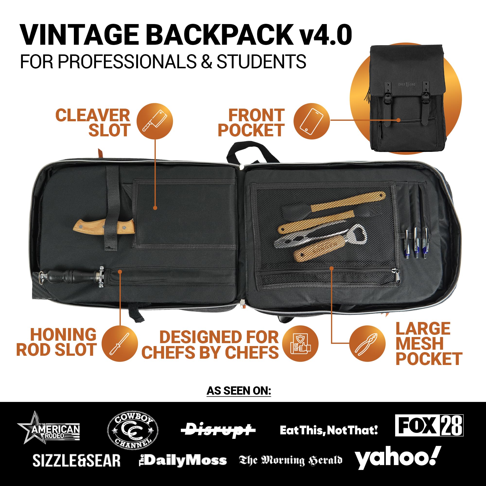 Chef Sac Hidden Tablet Pocket closeup for discreet tablet storage