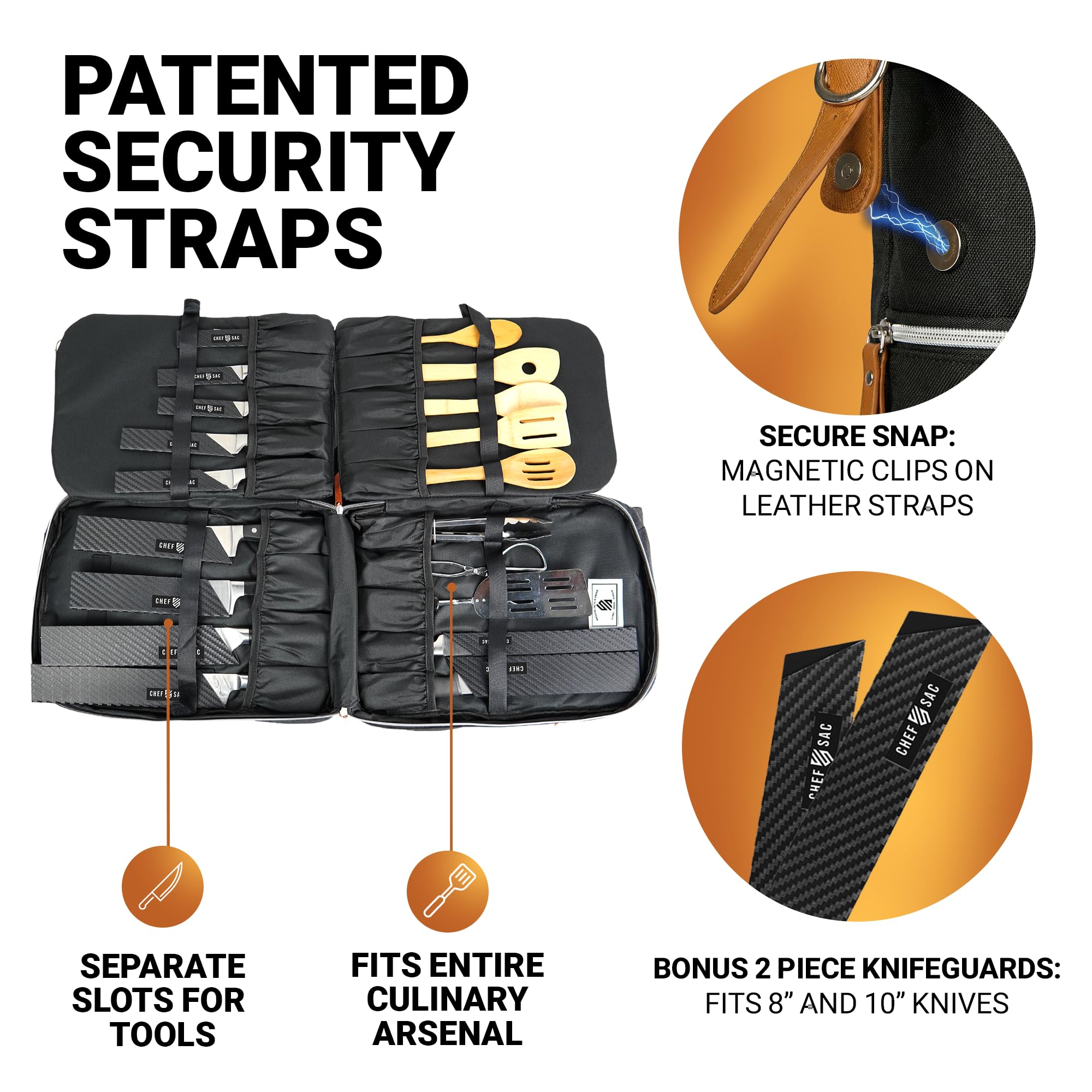 Chef Sac Knife Slot Panel with secure blade holders inside