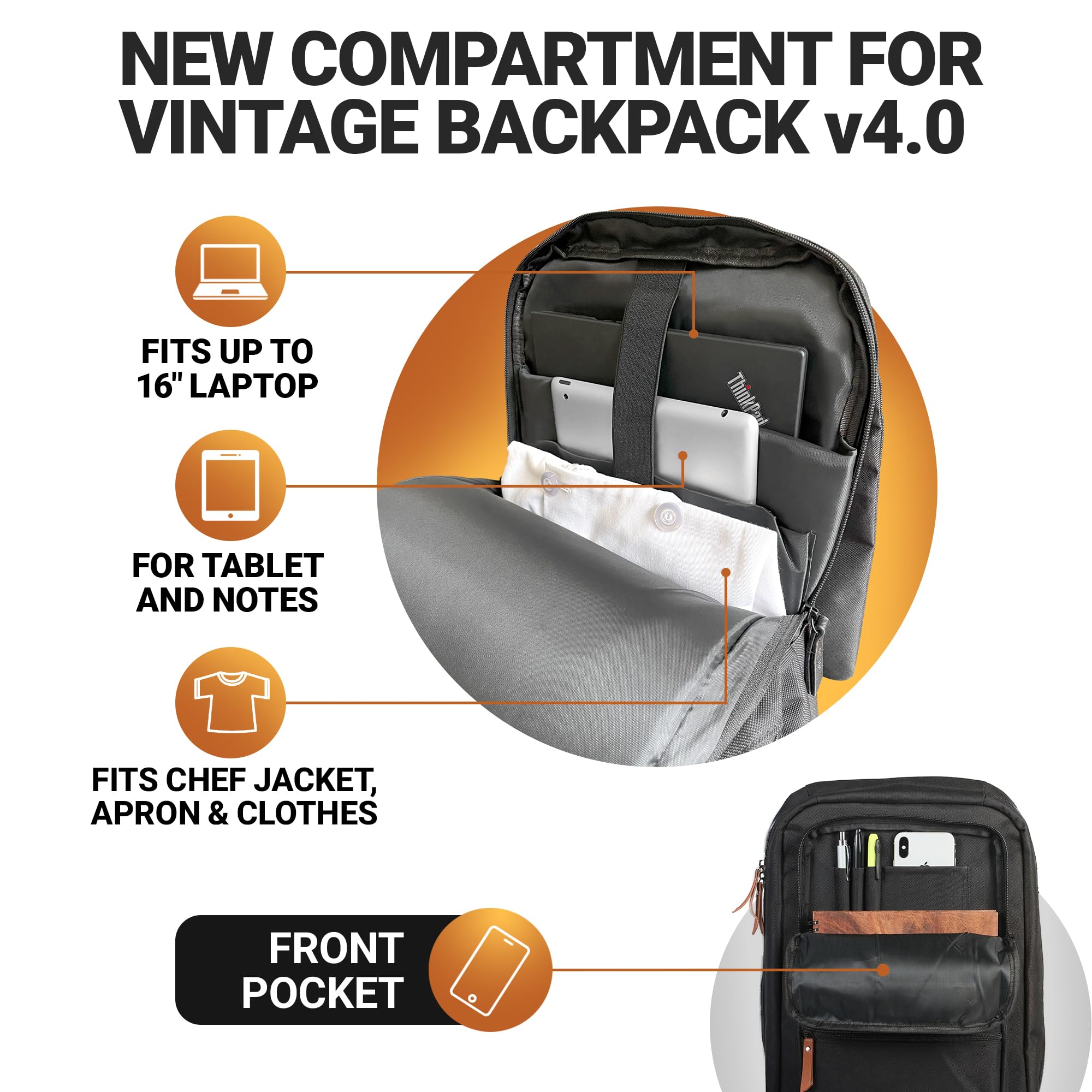 Chef Sac Padded Shoulder Straps for comfortable all day carry