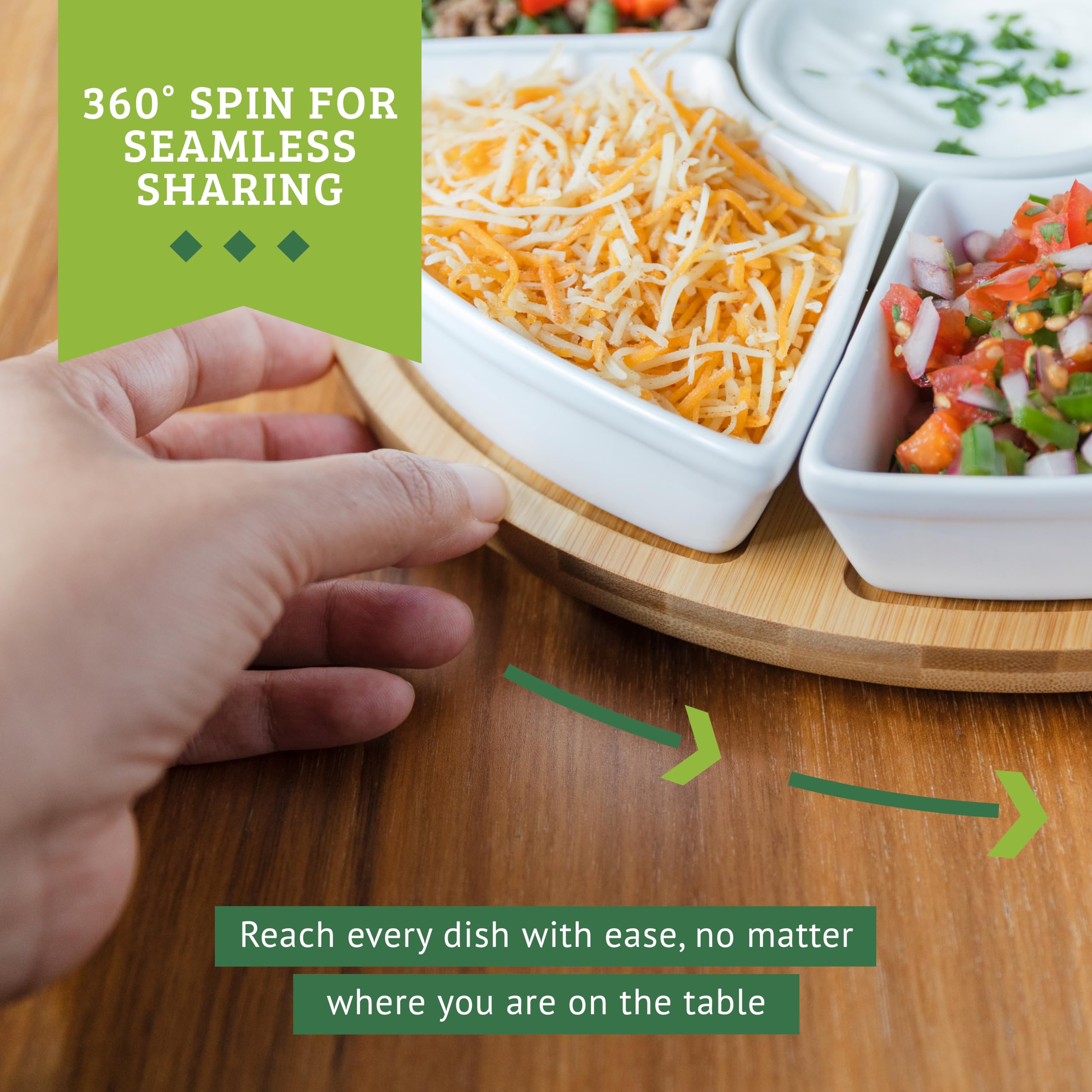 Chef Tacos divided tray with removable inserts for easy refills