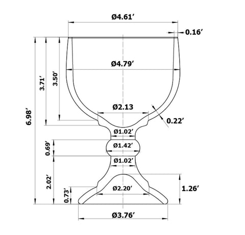 Chefcaptain margarita glass schooner 21.5oz – side view highlighting thick base for stability