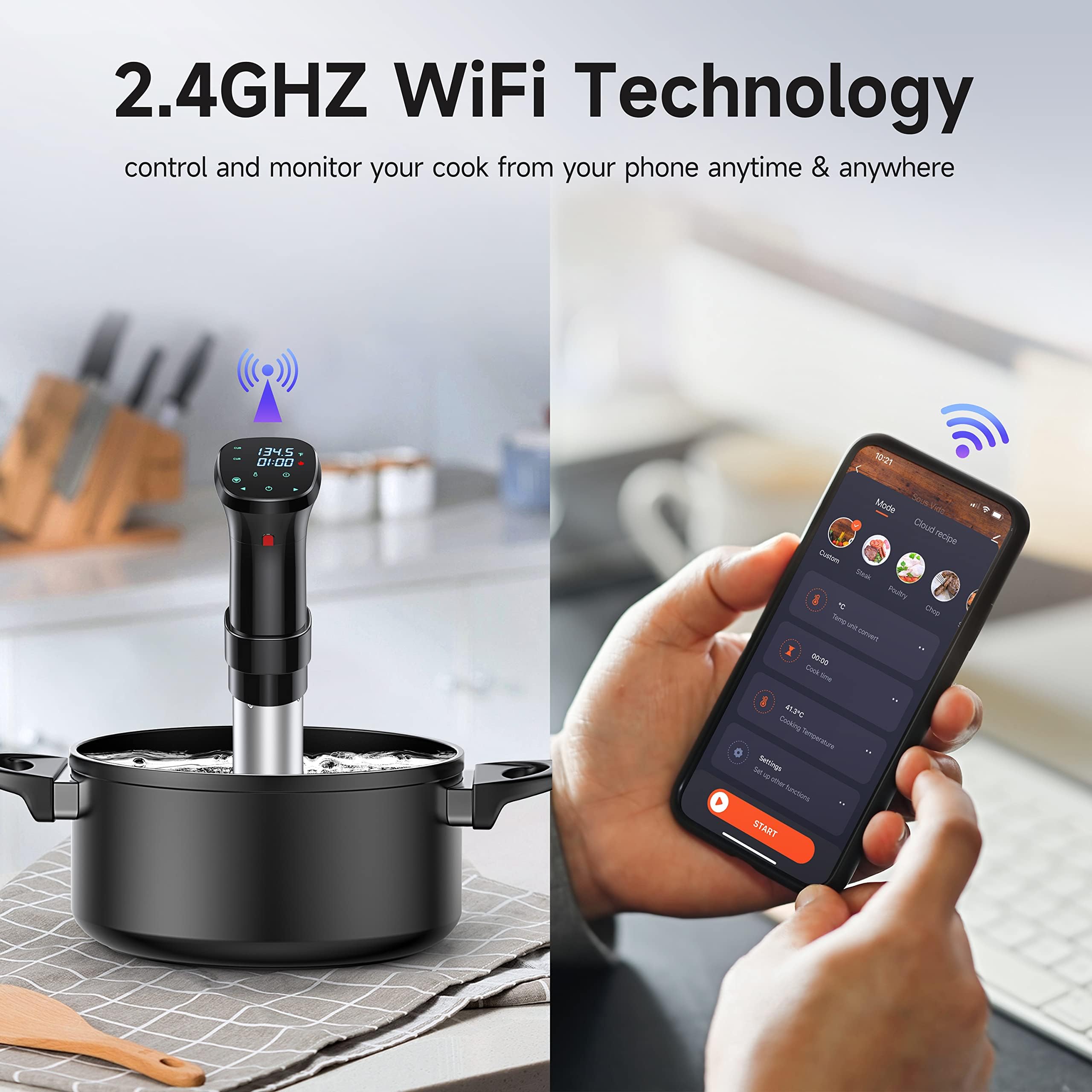 chefess wifi sous vide cooker app integration demonstrates remote monitoring and presets