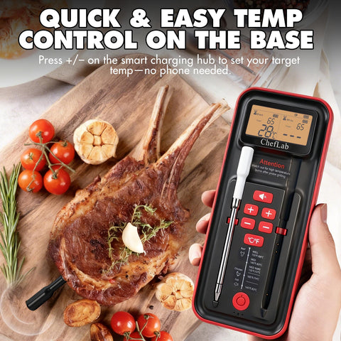 ChefLab magnetic dock displaying real-time temps for easy access