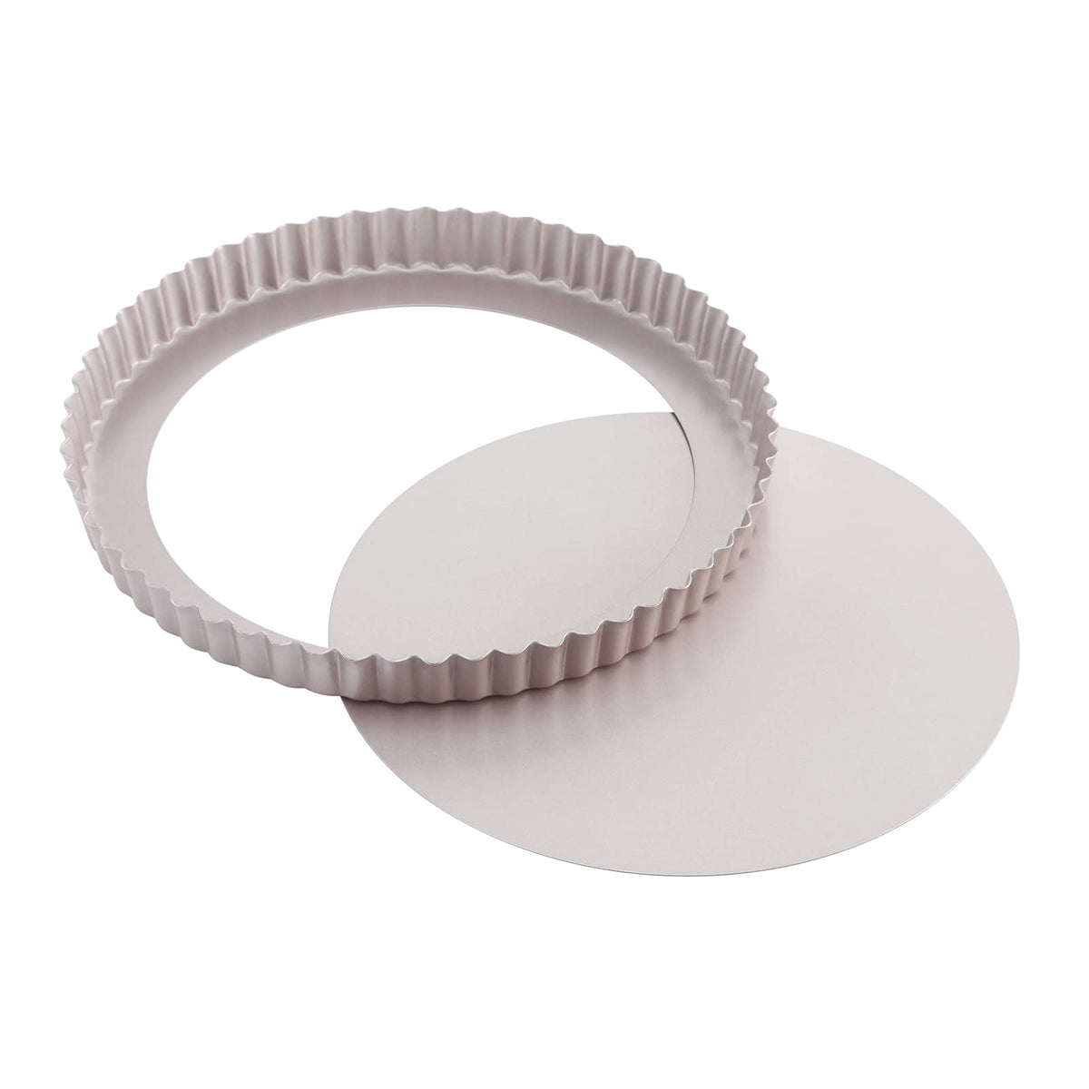 CHEFMADE 9.5-inch tart pan with removable bottom for easy release and clean slicing.