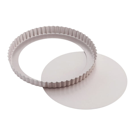 CHEFMADE 9.5-inch tart pan with removable bottom for easy release and clean slicing.