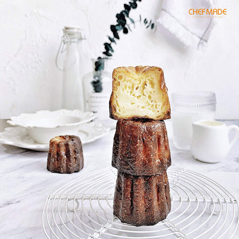 CHEFMADE Canele Mold Pan non-stick coating enables easy release with minimal oil.