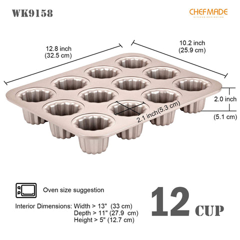 CHEFMADE Canele Mold Pan stacking view demonstrates space-saving storage.